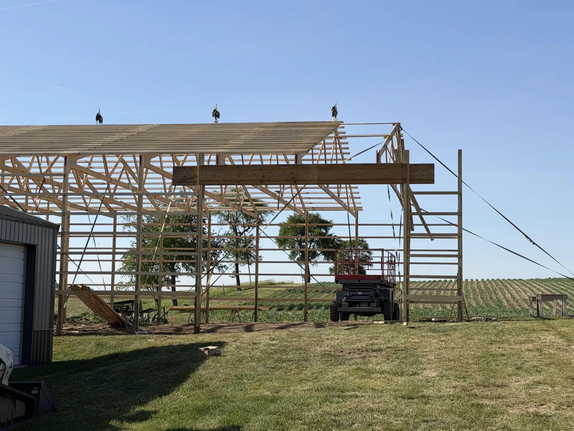ORC framing a post-frame building structure in Eastern Iowa