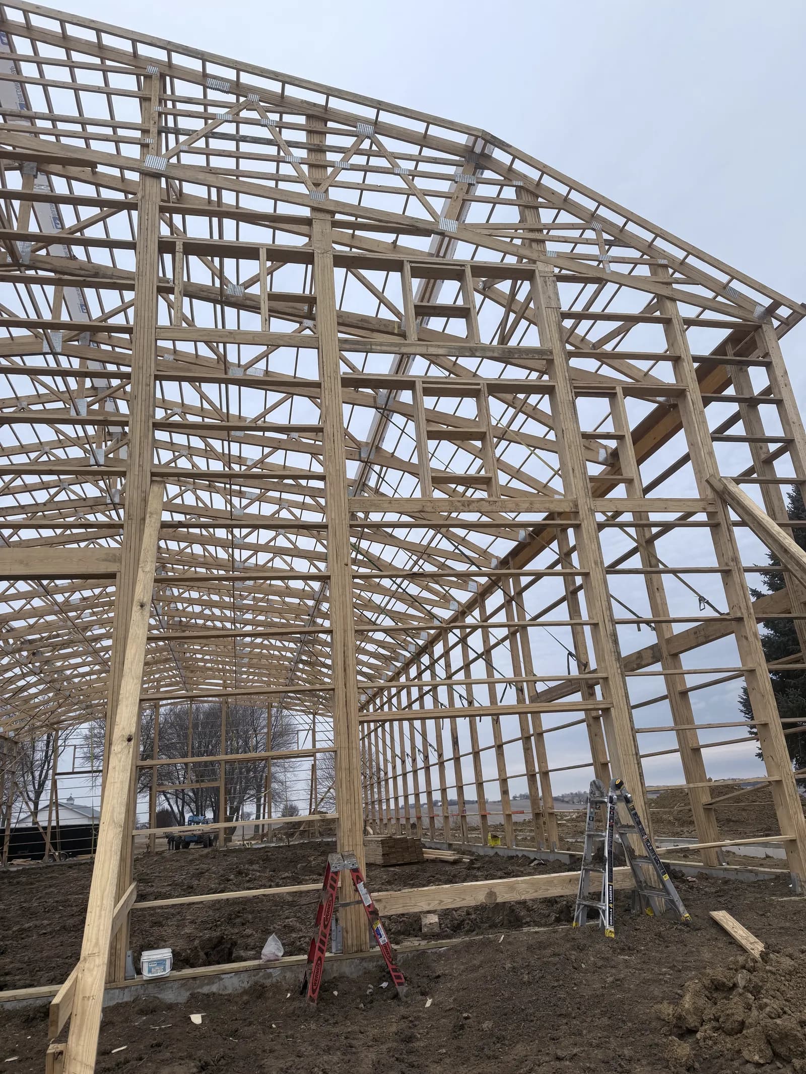 Post-frame trusses and wall framing built by ORC in Eastern Iowa