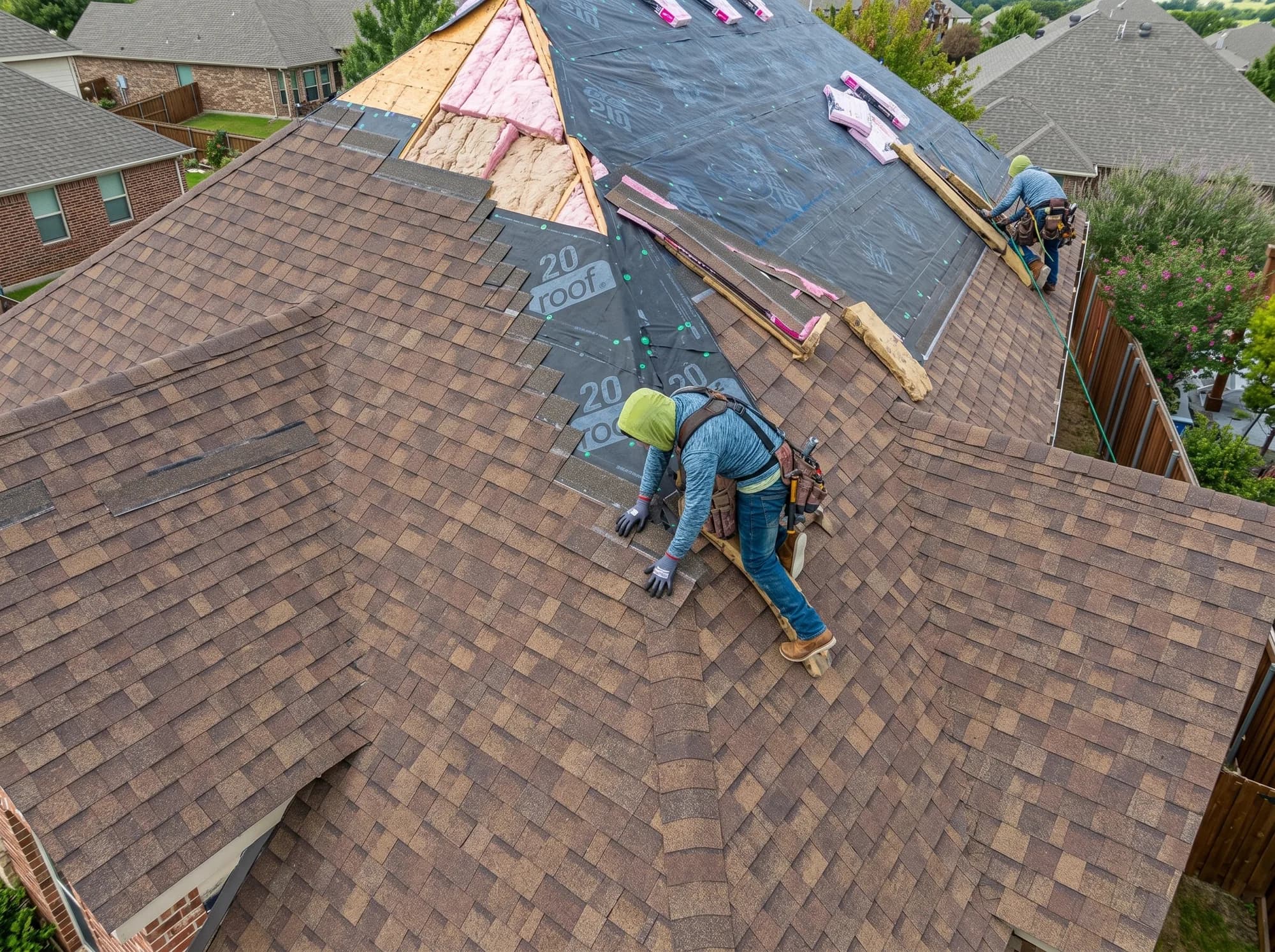 ORC crew installing asphalt shingles on a residential roof in Eastern Iowa