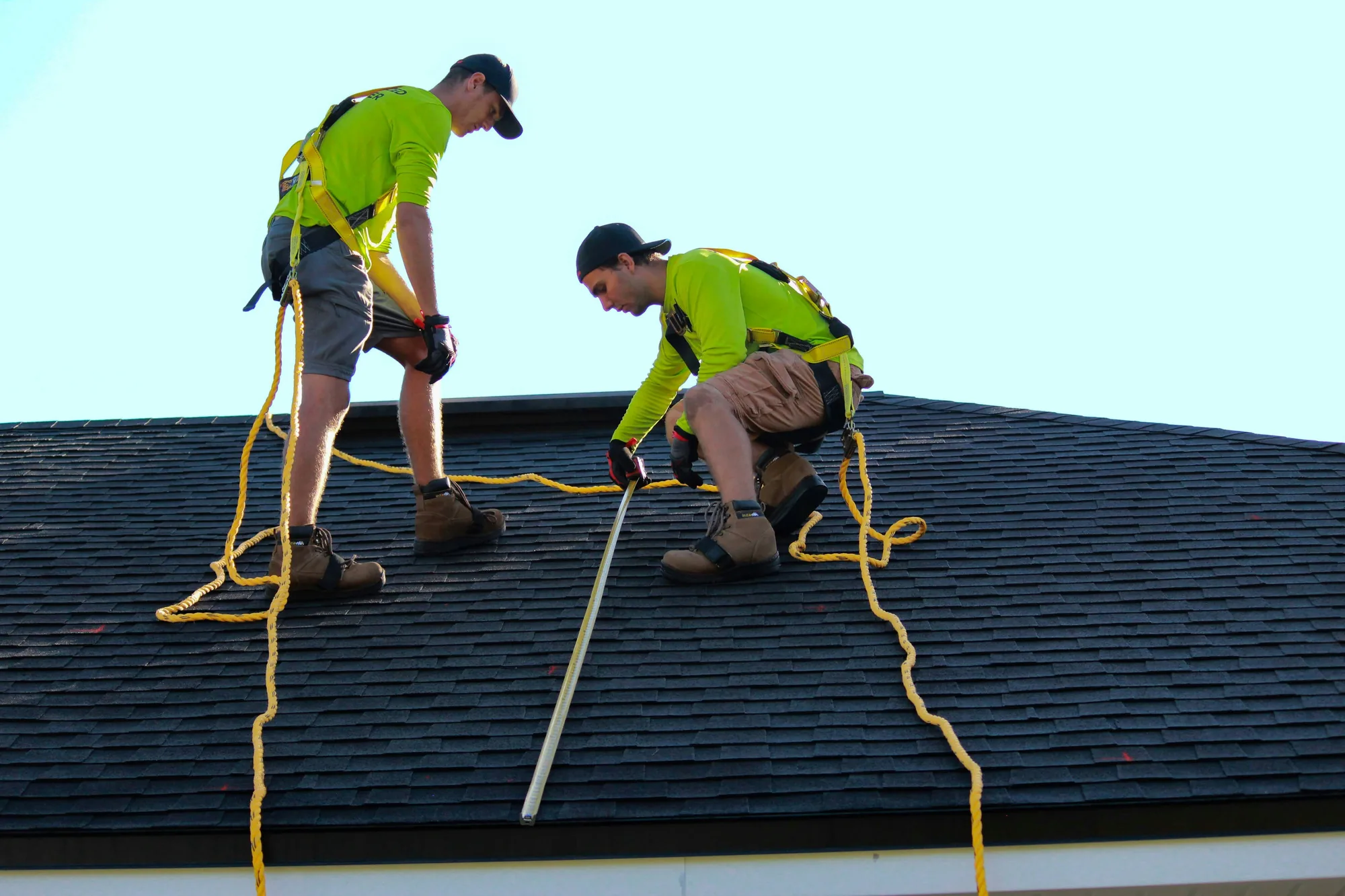 ORC roofing crew working on a roof installation in Eastern Iowa